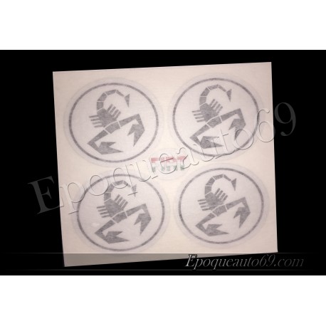 4 autocollants stickers ABARTH cache moyeu centrale jantes 